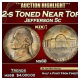 1942-s Jefferson Nickel Toned Near Top Pop 5c ms68