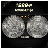 1889-p Morgan Dollar $1 Grades ms62+