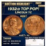 1932-d Lincoln Cent TOP POP! 1c ms67+ rd SEGS