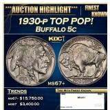 1930-p Buffalo Nickel TOP POP! 5c ms67+ SEGS