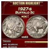 1927-s Buffalo Nickel 5c ms63 USCG