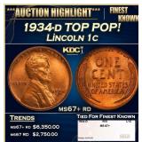 1934-d Lincoln Cent TOP POP! 1c ms67+ rd SEGS