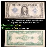 1923 $1 large size Silver Certificate Grades xf Si