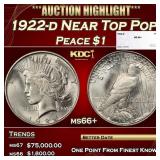 1922-d Peace Dollar Near Top Pop $1 ms66+ SEGS