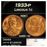 1933-p Lincoln Cent 1c ms66+ rd SEGS