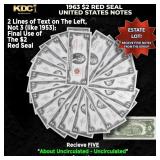 5x 1963 $2 Red Seal United States Note Grades AU/C