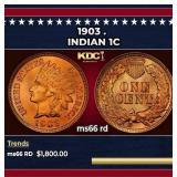 1903 Indian Cent . 1c ms66 rd SEGS
