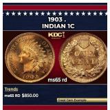 1903 Indian Cent . 1c Grades ms65 rd