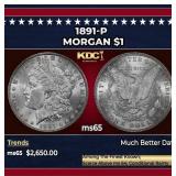 1891-p Morgan Dollar $1 Grades ms65 SEGS