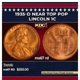1935-d Lincoln Cent Near Top Pop 1c ms67 rd SEGS