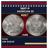 1887-p Morgan Dollar $1 Grades ms66