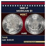 1881-p Morgan Dollar $1 Grades ms65