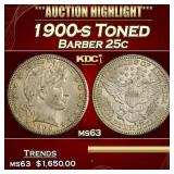 1900-s Barber Quarter Toned 25c ms63 USCG
