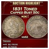 1831 Capped Bust Half Dollar Toned 50c ms62 USCG