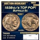 1938-d/s Buffalo Nickel TOP POP! 5c ms68+ SEGS