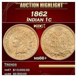 1862 Indian Cent 1c ms66+ SEGS