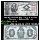 1891 Tillman/Morgan $1 Treasury Note Grades vf+