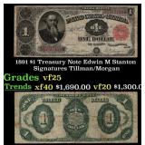 1891 Tillman/Morgan $1 Treasury Note Grades vf+