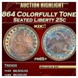 1864 Proof Seated Liberty Quarter Colorfully Toned