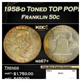 1958-d Franklin Half Dollar Toned TOP POP! 50c ms6