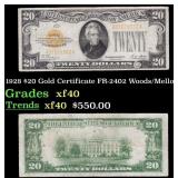 1928 $20 Gold Certificate Grades xf