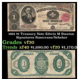 1891 Rosecrans/Nebeker $1 Treasury Note Grades vf+