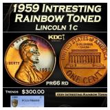 PCGS 1959 Proof Lincoln Cent Intresting Rainbow To