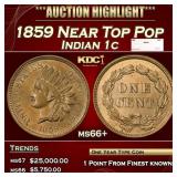 1859 Indian Cent Near Top Pop 1c ms66+ SEGS