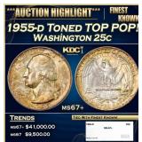 1955-d Washington Quarter Toned TOP POP! 25c ms67+