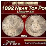 1892 Liberty Nickel Near Top Pop 5c ms66 SEGS