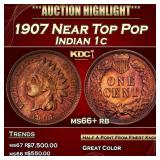 1907 Indian Cent Near Top Pop 1c ms66+ rb SEGS