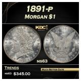 1891-p Morgan Dollar $1 Grades ms63