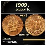 1909 Indian Cent . 1c Grades ms64 rd