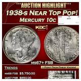 1938-s Mercury Dime Near Top Pop! 10c ms67+ FSB SE