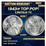 1943-p Lincoln Cent TOP POP! 1c ms68+ SEGS