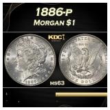 1886-p Morgan Dollar $1 Grades ms63