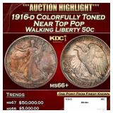 1916-d Walking Liberty Half Dollar Colorfully Tone
