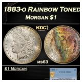 PCGS 1883-o Morgan Dollar Rainbow Toned $1 ms63 PC