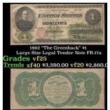 1862 FR-17a $1 Large Size Legal Tender Note Grades