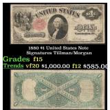 1880 Tillman/Morgan $1 United States Note Grades f