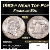 1952-p Franklin Half Dollar Near Top Pop 50c ms66+