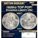 1926-d Standing Liberty Quarter TOP POP! 25c ms67