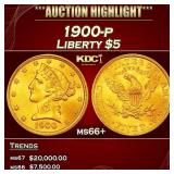 1900-p Gold Liberty Half Eagle $5 Grades ms66+