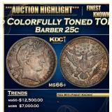 1907-d Barber Quarter Colorfully Toned TOP POP! 25