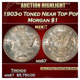 1903-o Morgan Dollar Toned Near Top Pop $1 ms67 SE