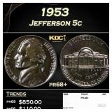 1953 Proof Jefferson Nickel 5c pr68+ SEGS