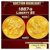 1887-s Gold Liberty Half Eagle $5 ms63 USCG