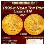 1899-p Gold Liberty Eagle Near Top Pop $10 ms66+ S