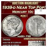 1939-d Mercury Dime Near Top Pop! 10c ms68+ FSB SE