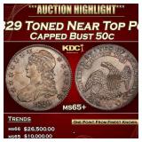 1829 Capped Bust Half Dollar Toned Near Top Pop 50